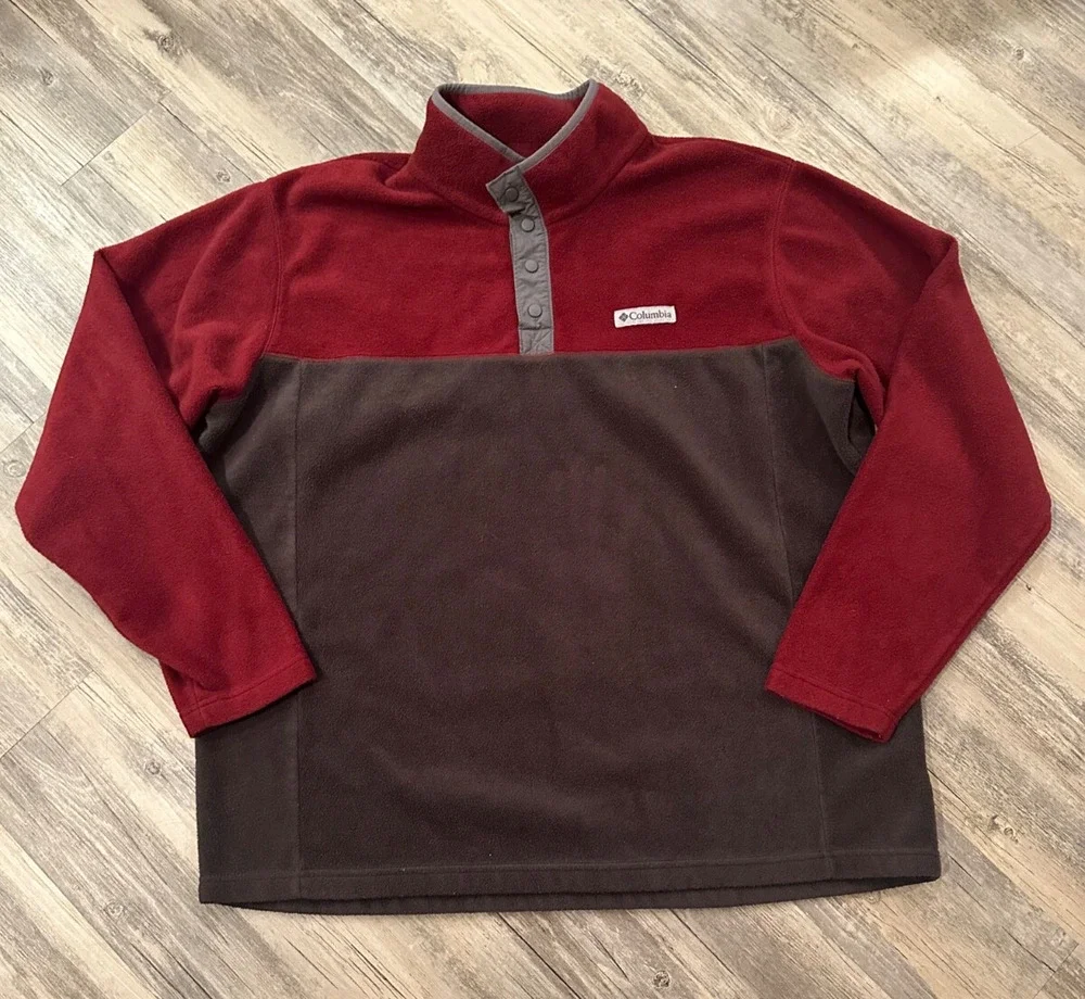 Columbia Steens Mountain 1/4 Snap Fleece Jacket Pullover Men's XXL Brown Red